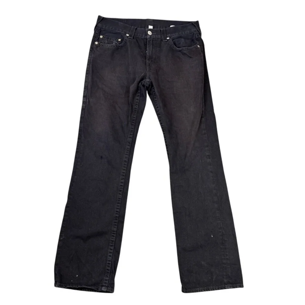 True Religion Mens Black Straight Leg Denim Jeans Size 33 RN112790 CA57414